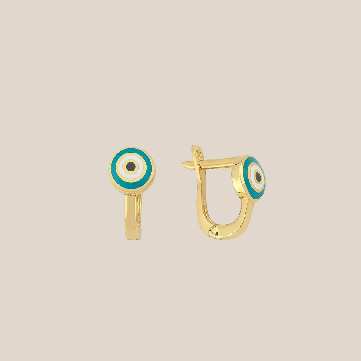 Mineli Nazar Boncuklu Altın Çocuk Küpesi