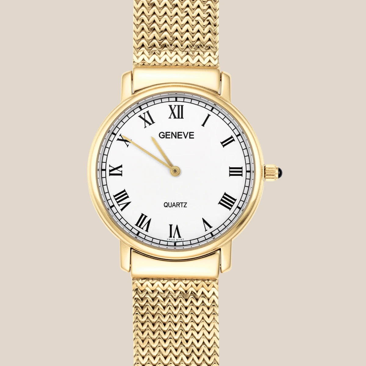 Geneve Yuvarlak Kadranlı Pelik Kordonlu Altın Erkek Saat