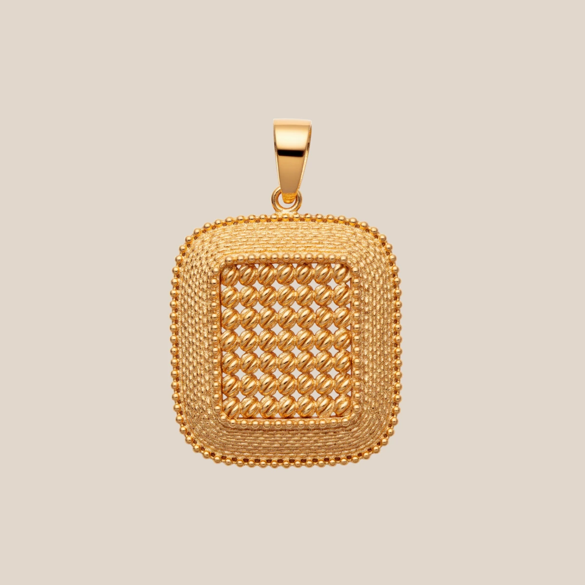 22 Ayar Dorikalı Kare Altın Kolye Ucu