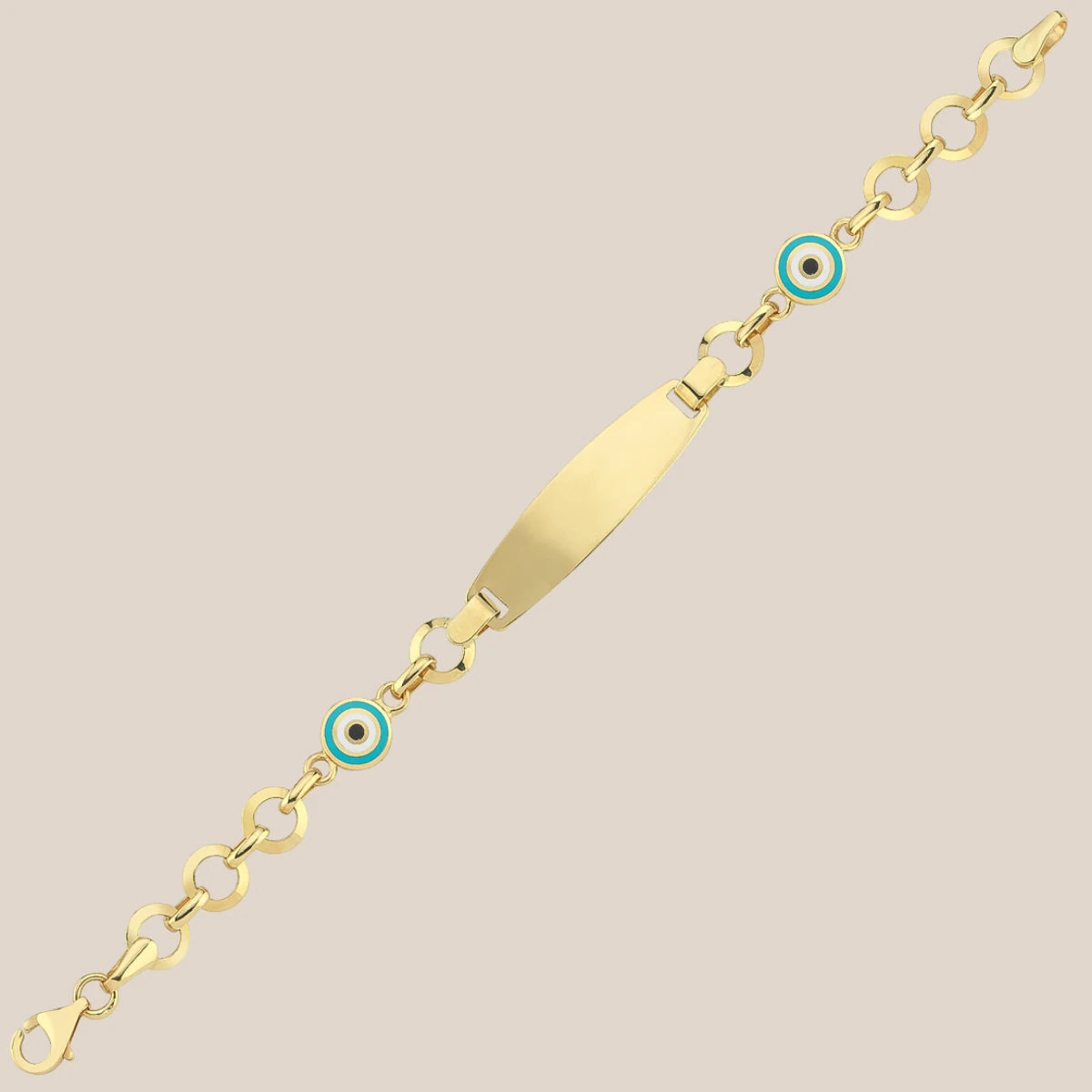 Mineli Nazar Boncuklu Altın Çocuk Künyesi