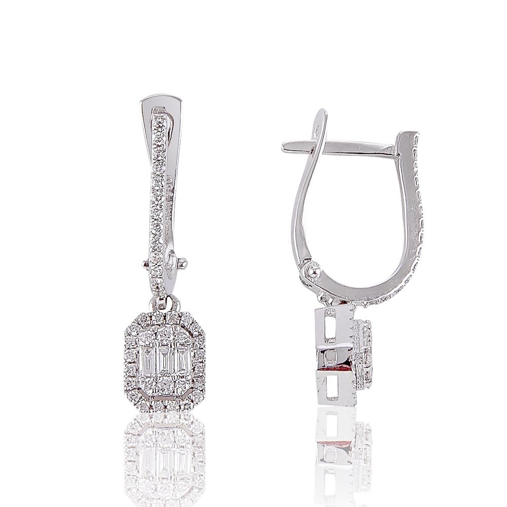 0.35 Ct Baget Pırlanta Küpe