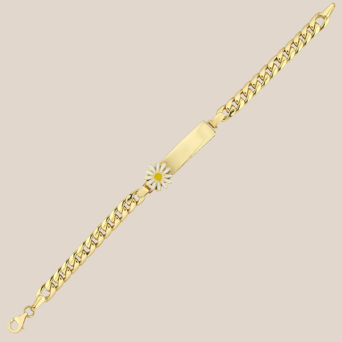 Dönen Papatyalı Plakalı Altın Çocuk Künyesi