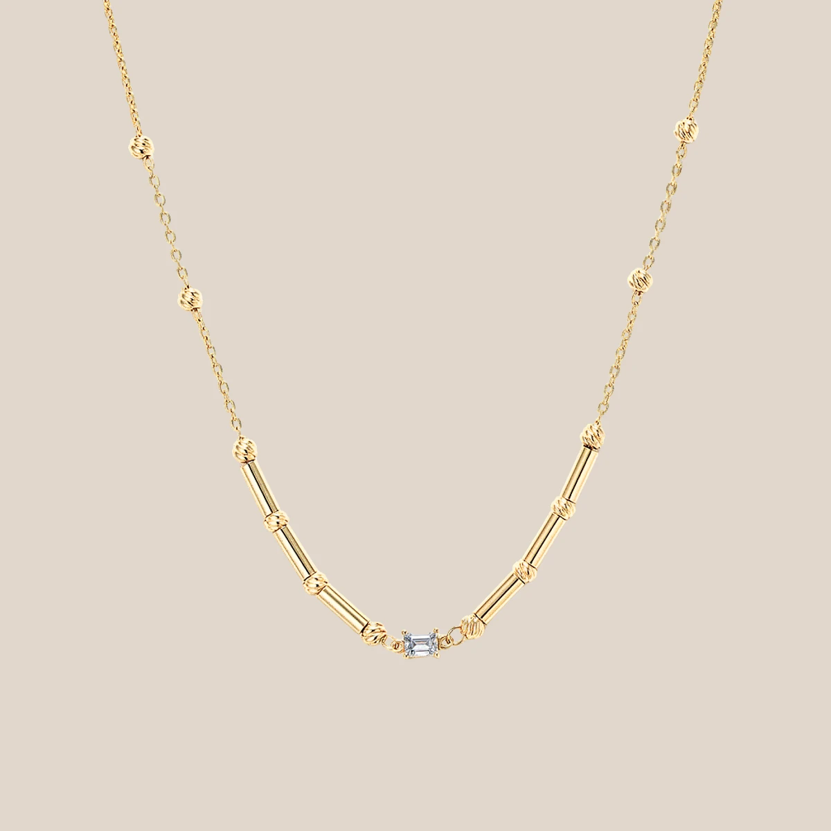 Dorikalı Silindir Taşlı Altın Kolye