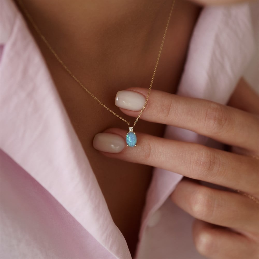 Opal Aşk Altın Kolye