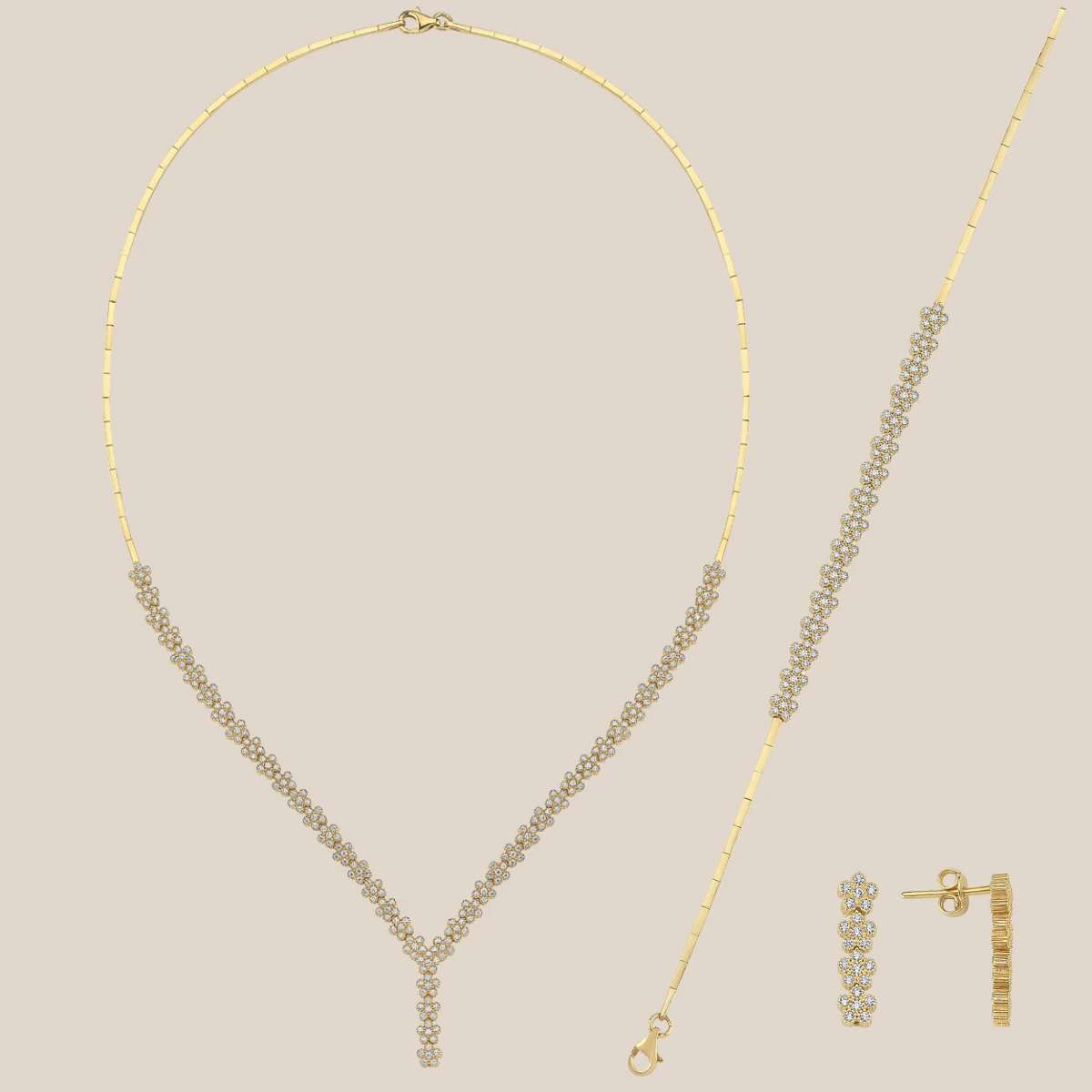 Minimal Papatya Su Yolu Altın Gerdanlık Takımı