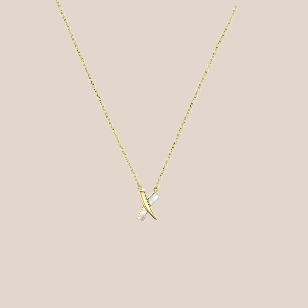 Sedefli X Altın Kolye