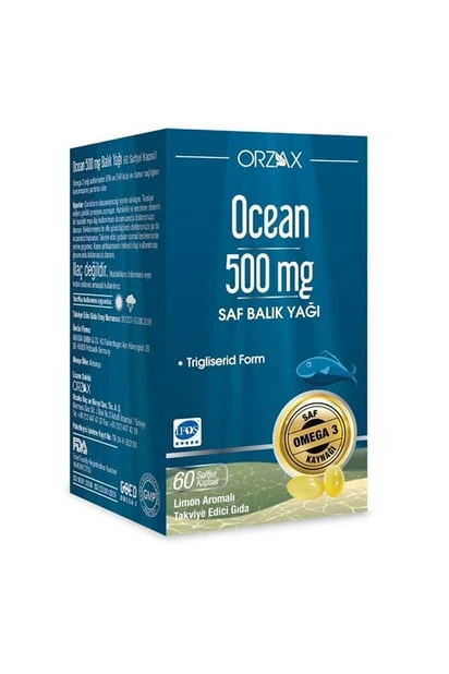 Ocean 500 mg 60 Softjel Kapsül - 500 mg Balık Yağı Limon Aromalı