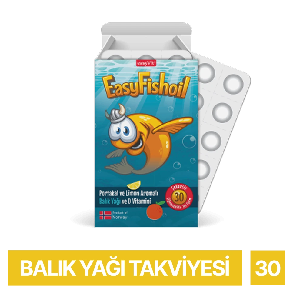EasyFishoil Portakal ve Limon Aromalı Balık Yağı ve D Vitamini 30 Adet Jel