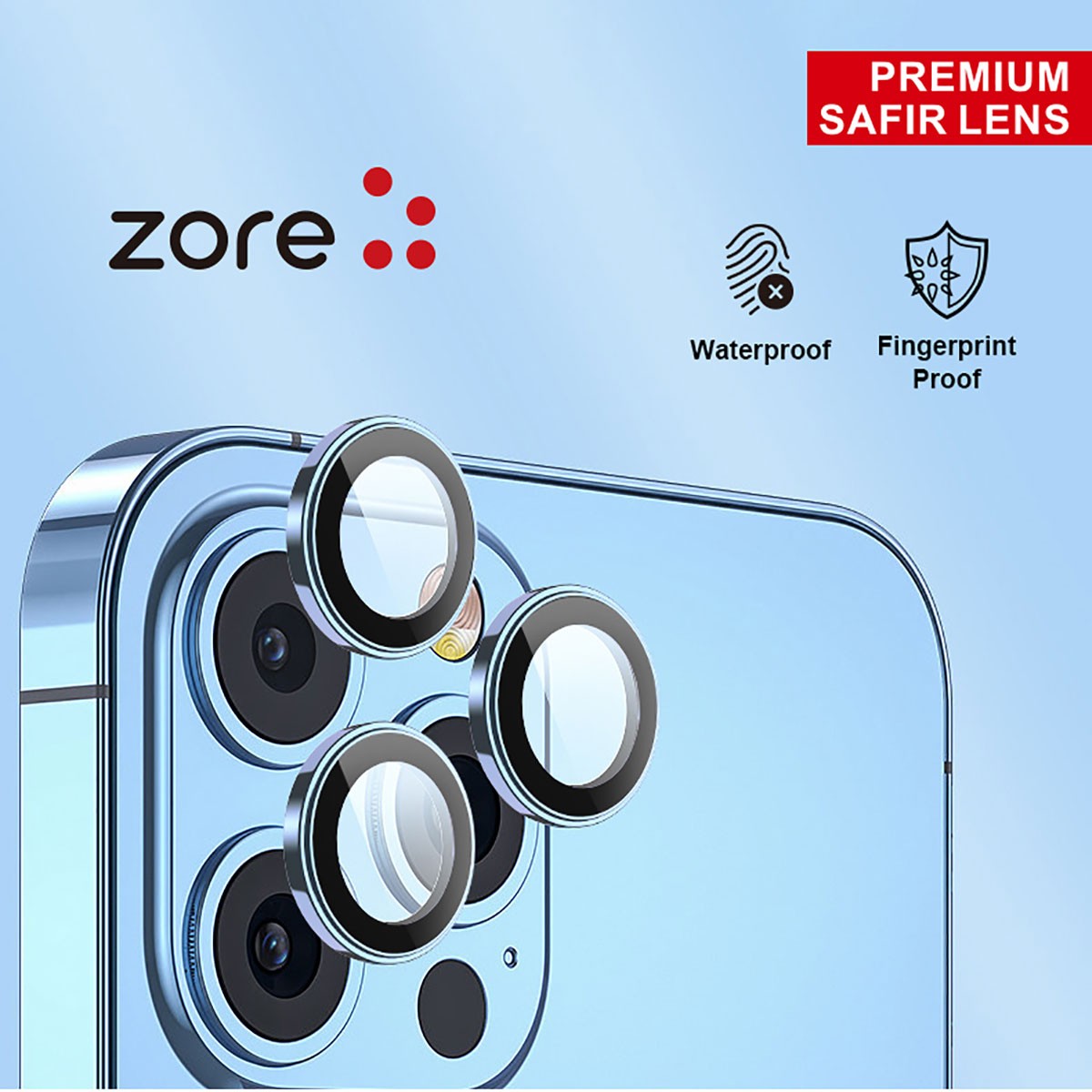 iPhone 13 Pro Zore CL-12 Premium Safir Parmak İzi Bırakmayan Anti-Reflective Kamera Lens Koruyucu