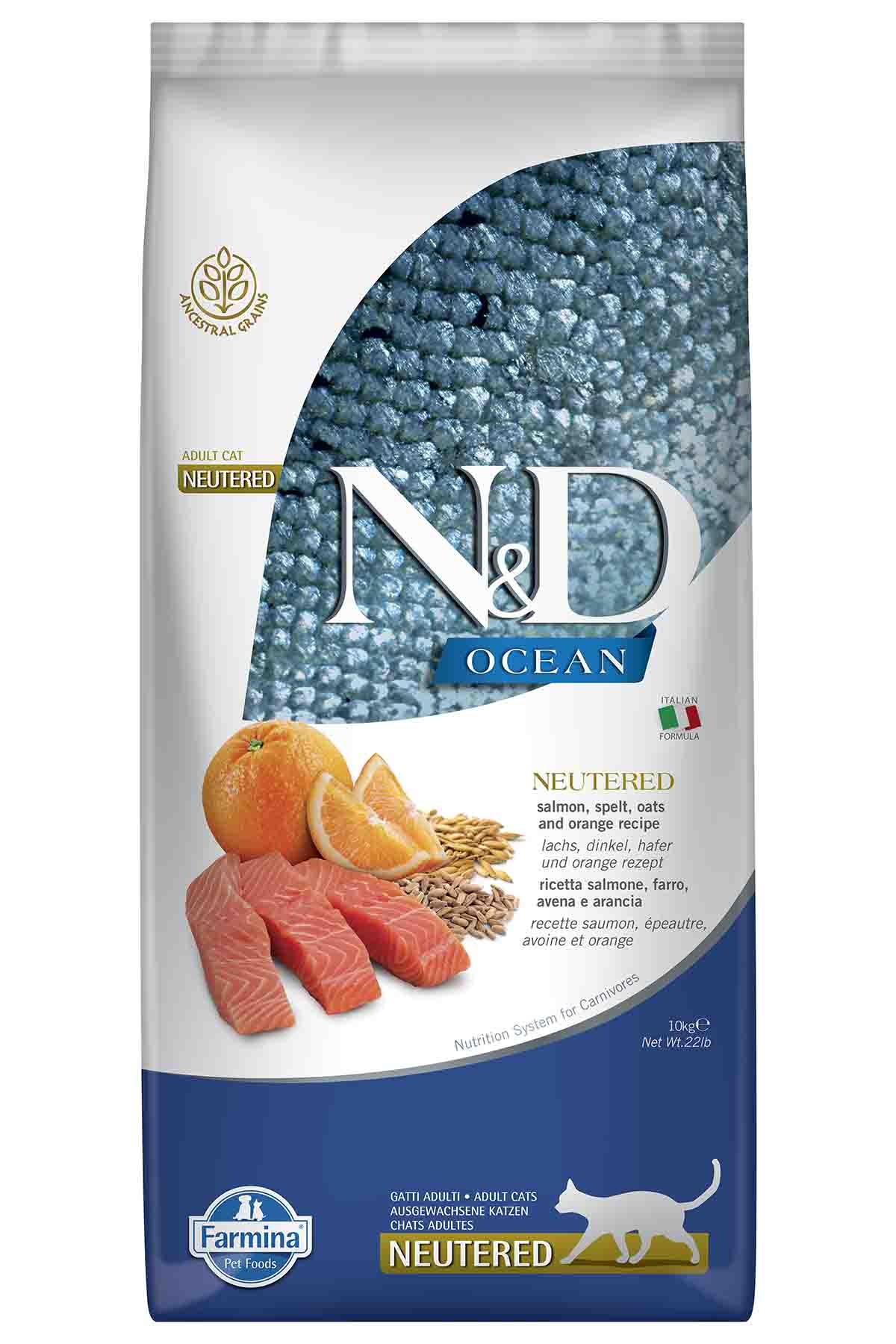 N&D Düşük Tahıllı Somonlu Kısırlaştırılmış Kedi Maması 10 Kg