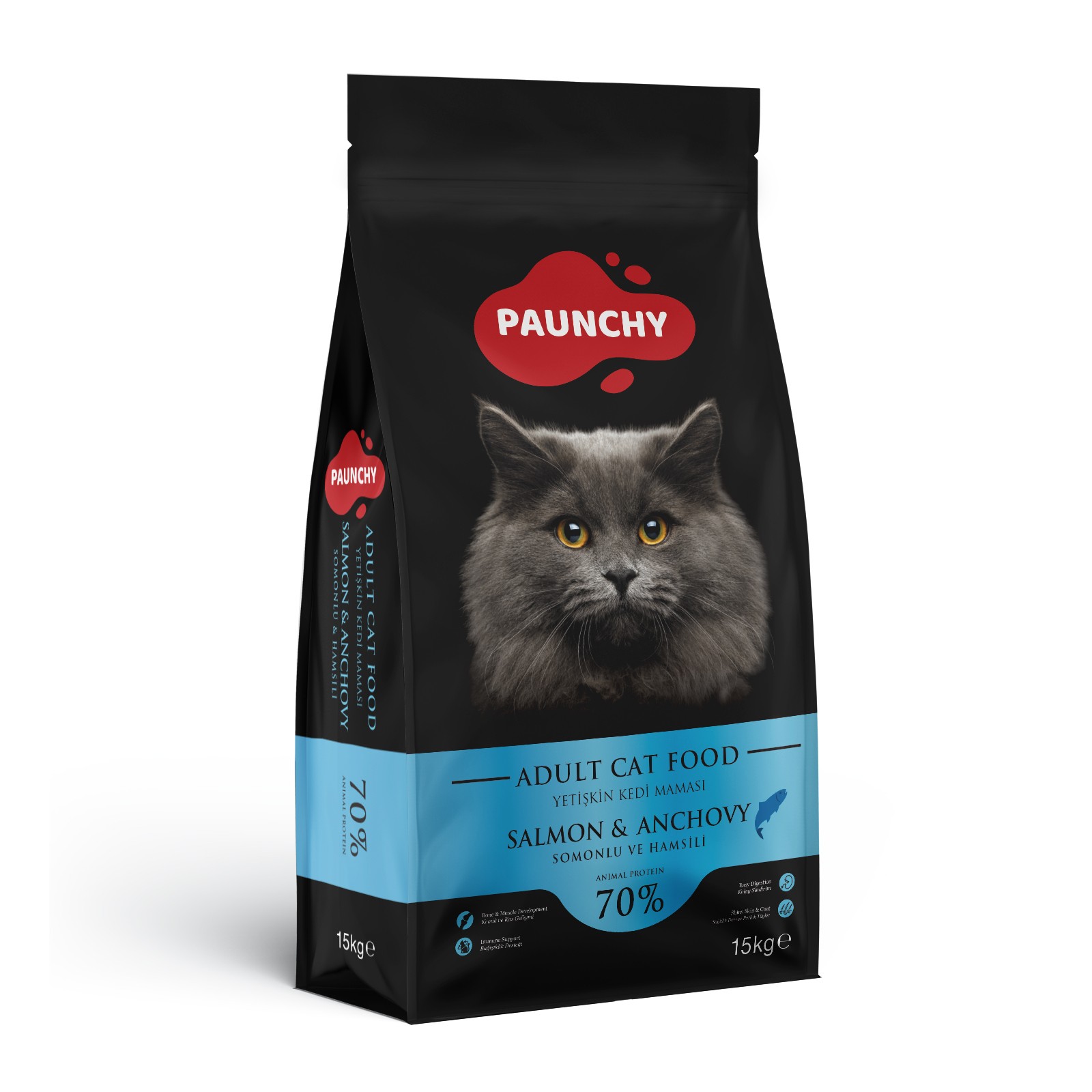 Paunchy Somonlu Ve Hamsili Yetişkin Kedi Maması 15 kg