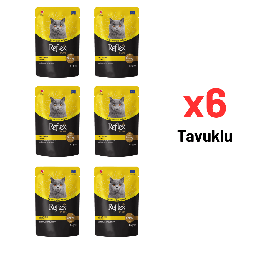 Reflex Plus Sos İçinde Tavuklu Yetişkin Kedi Maması 85g 6'lı
