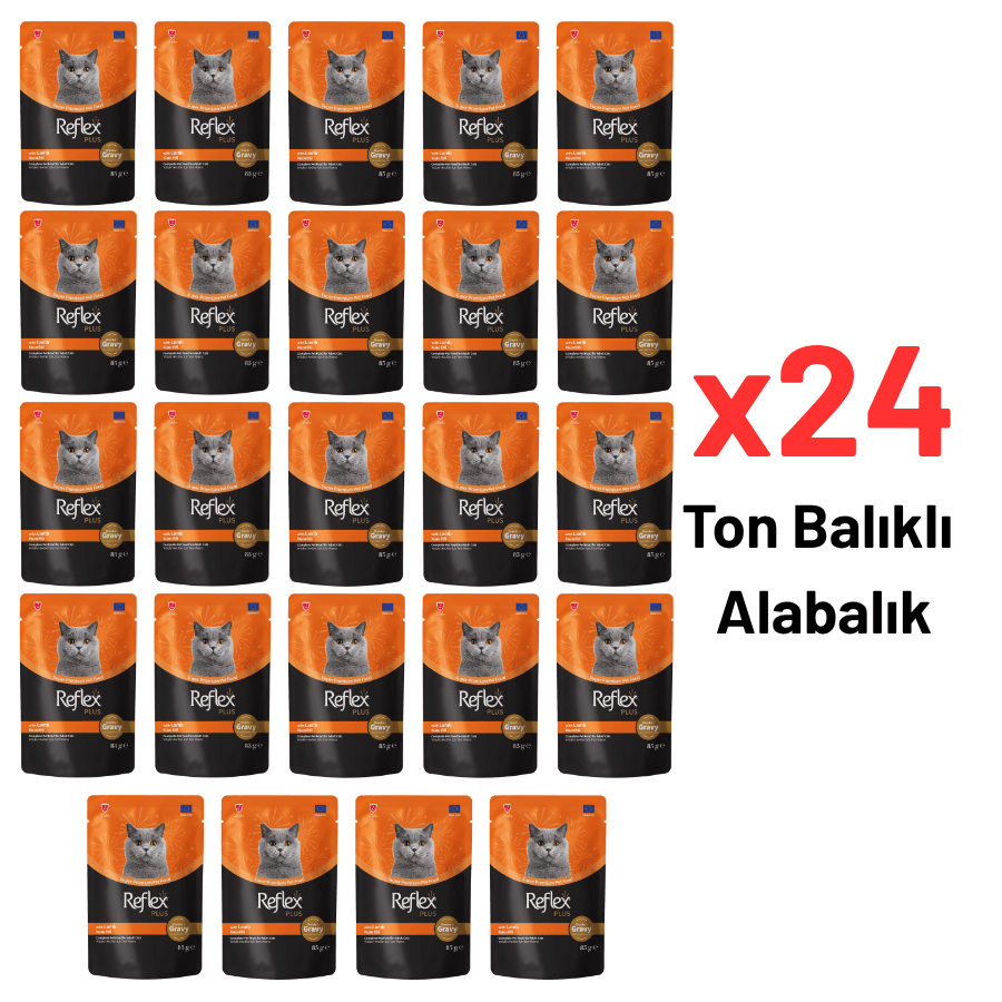 Reflex Plus Sos Parçacıklı Kuzu Etli Yetişkin Kedi Maması 85 Gr 24'lü