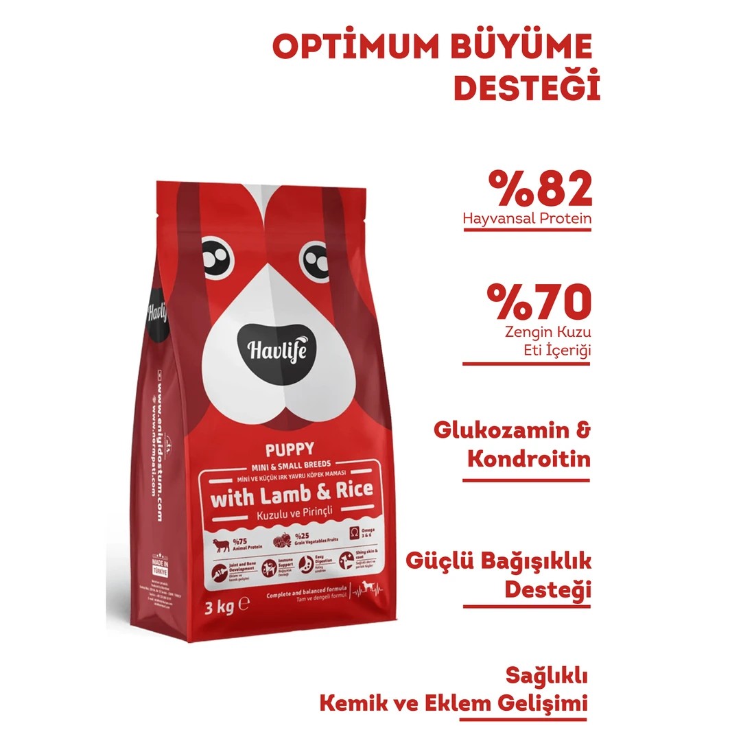 Havlife Kuzulu Mini ve Küçük Irk Yavru Köpek Maması - 3 Kg