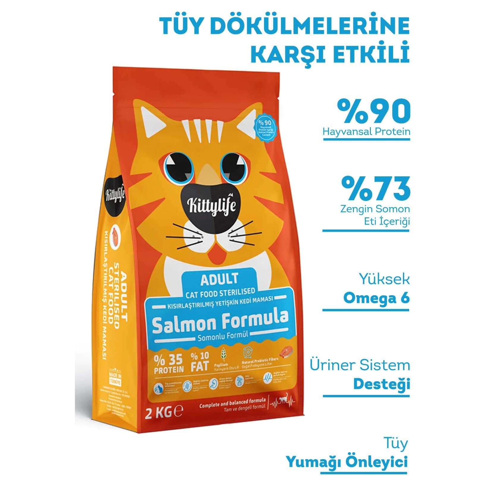 Kittylife Somonlu Kısırlaştırılmış Yetişkin Kedi Maması - 2 kg