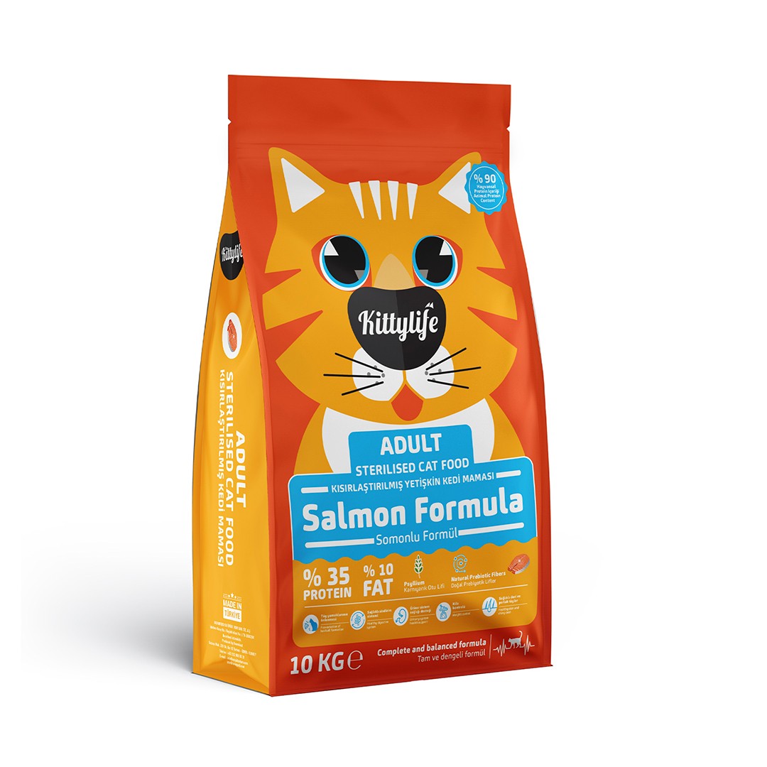 Kittylife Somonlu Kısırlaştırılmış Yetişkin Kedi Maması - 10 kg