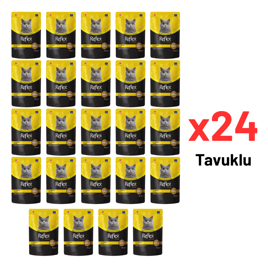 Reflex Plus Sos İçinde Tavuklu Yetişkin Kedi Maması 85g 24'lü