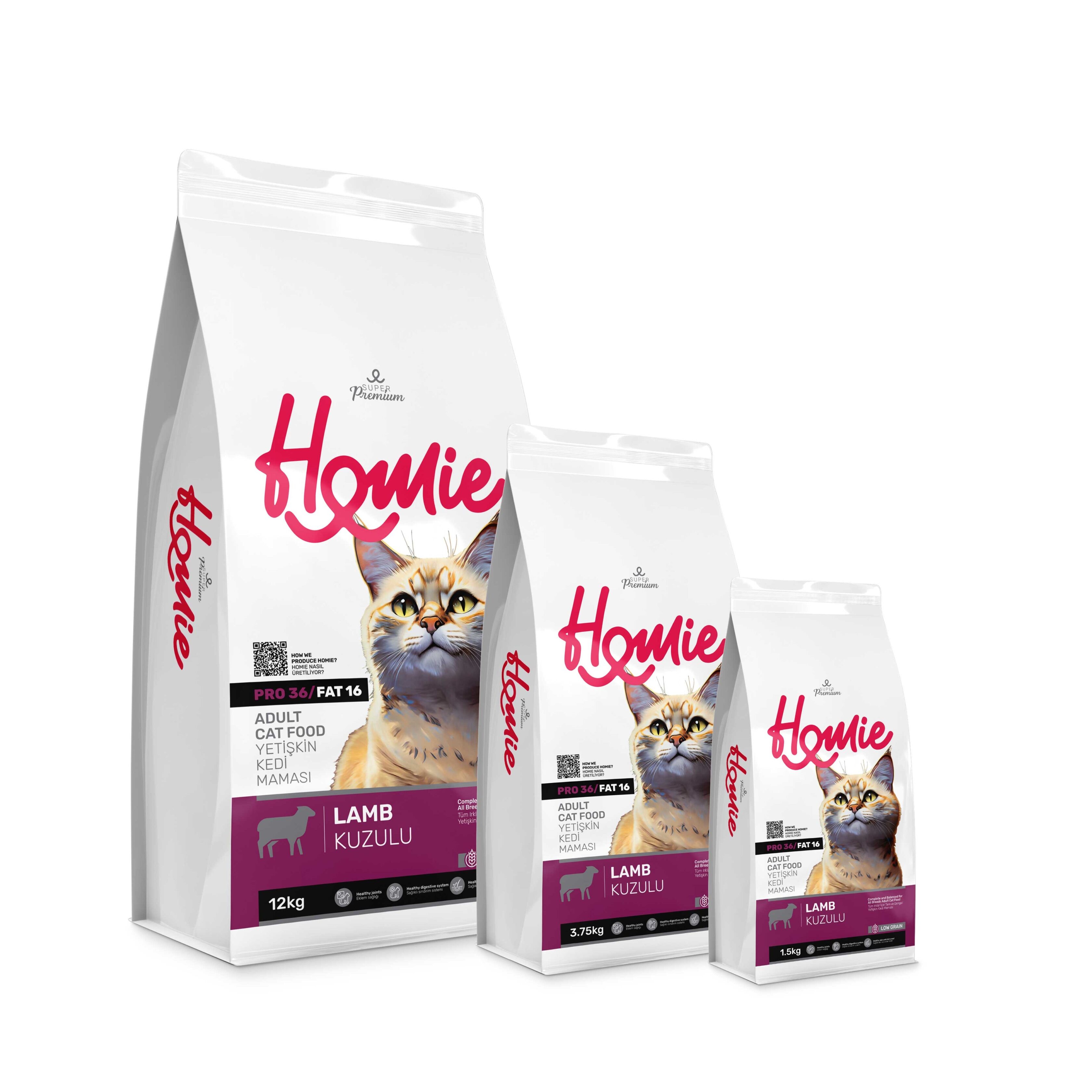 Homie Düşük Tahıllı Kuzu Etli Yetişkin Kedi Maması 12 Kg