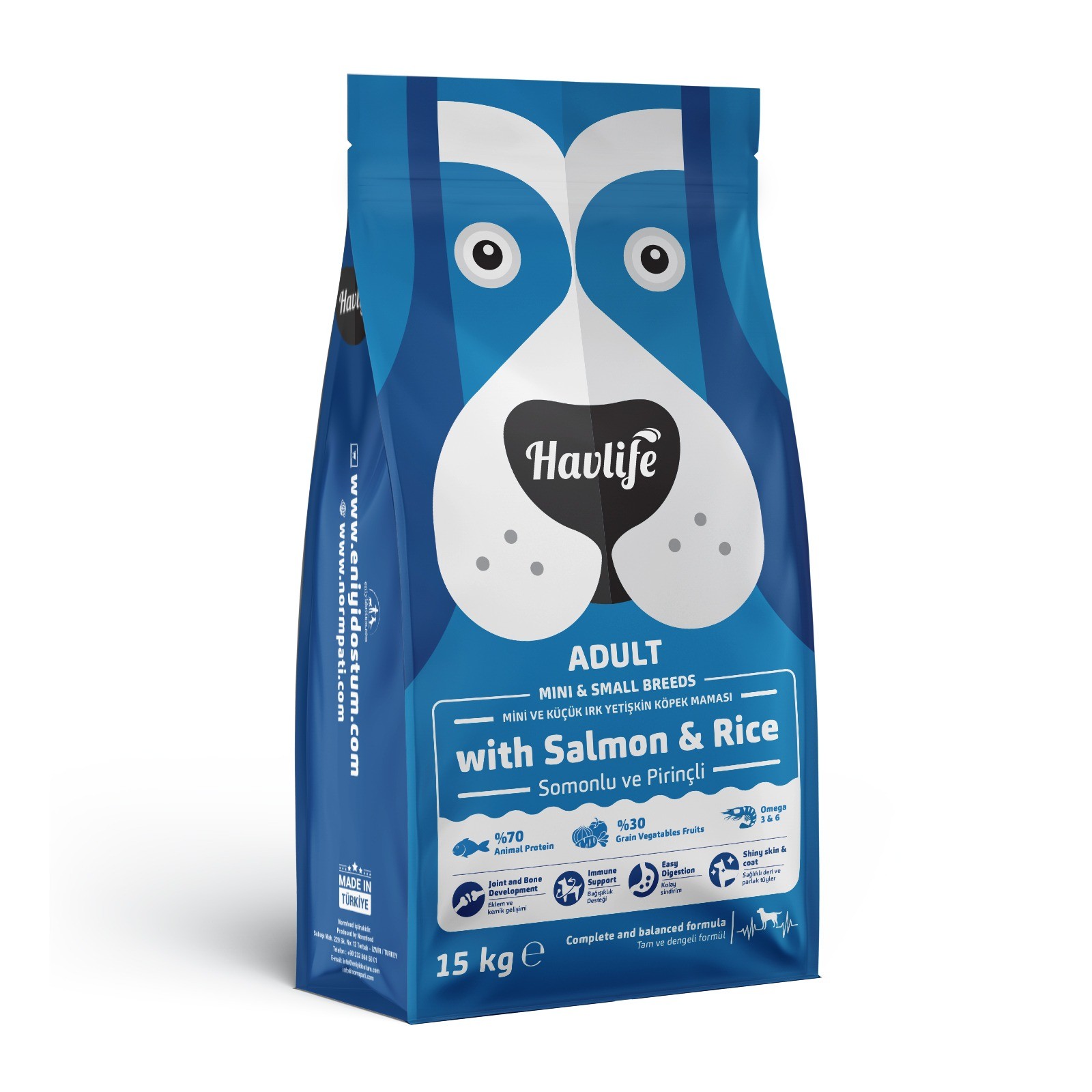 Havlife Somonlu Mini ve Küçük Irk Yetişkin Köpek Maması - 15 kg