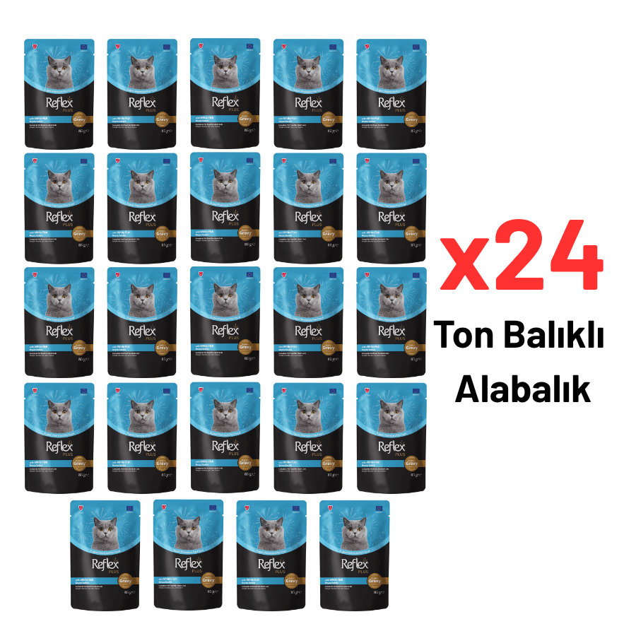 Reflex Plus Sos İçinde Beyaz Balıklı Yetişkin Kedi Maması 85 Gr 24'lü