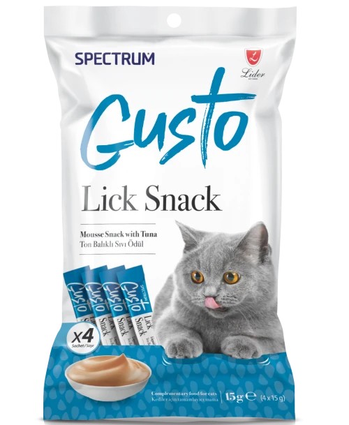 Spectrum Gusto Lick Snack 5’li Asorti Sıvı Kedi Ödül Maması Paketi (15 gr x 4 adet x 5 çeşit)