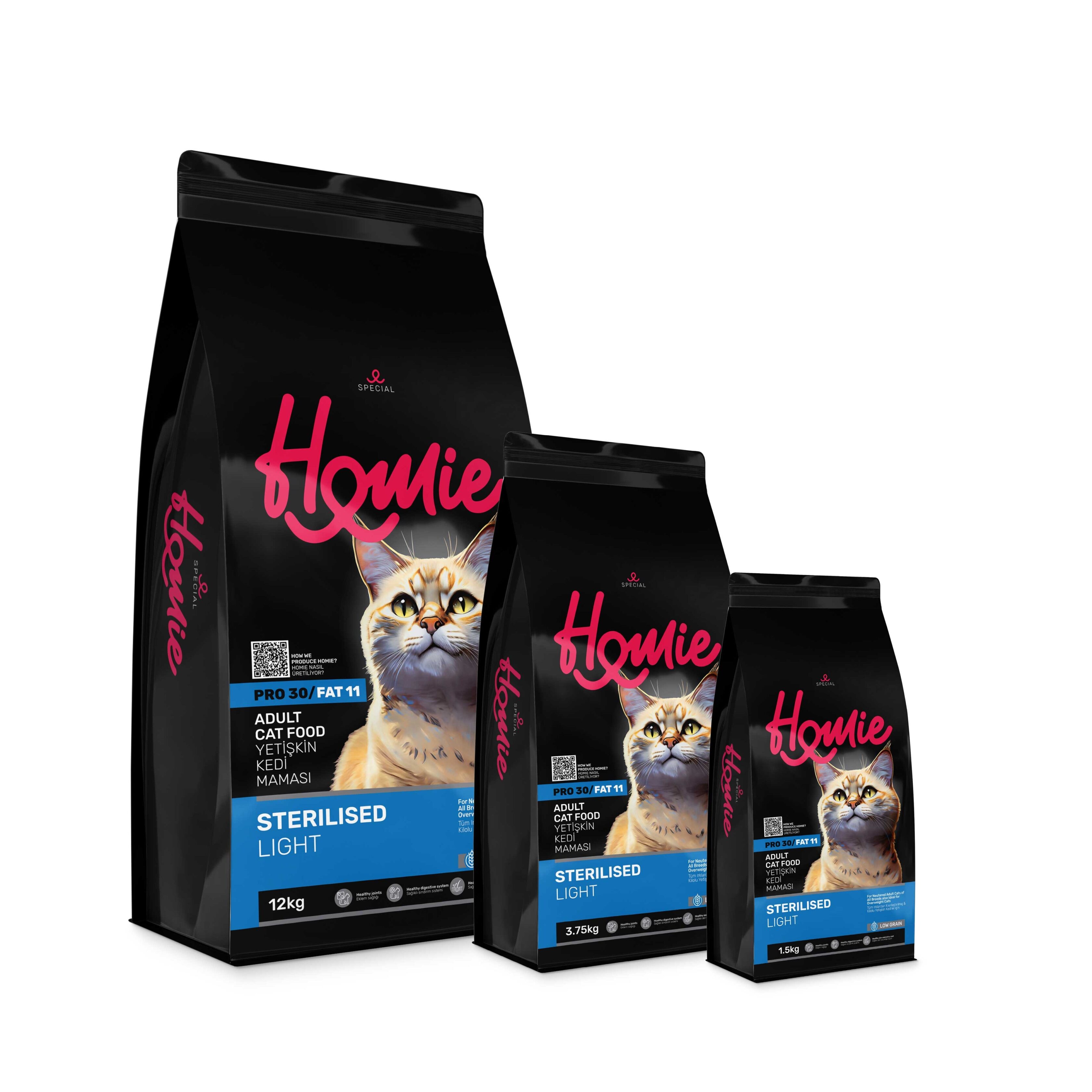 Homie Düşük Tahıllı Sterilised Light Tavuklu Kısırlaştırılmış Kedi Maması 12 Kg