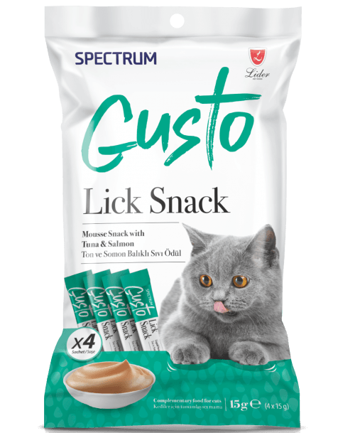 Spectrum Gusto Lick Snack Ton Balığı ve Somonlu Kedi Sıvı Ödül Maması 4 x 15 Gr