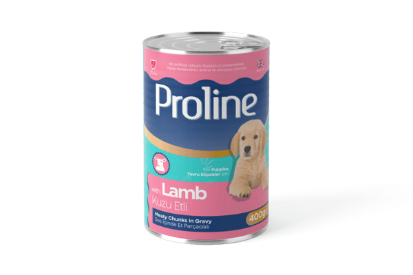 Proline Kuzu Etli ve Bal Kabaklı Sos İçinde Et Parçacıklı Konserve Yavru Köpek Maması 395 Gr