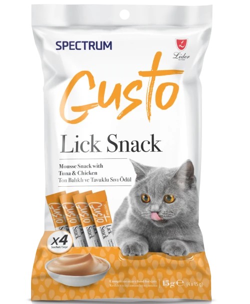 Spectrum Gusto Lick Snack 5’li Asorti Sıvı Kedi Ödül Maması Paketi (15 gr x 4 adet x 5 çeşit)