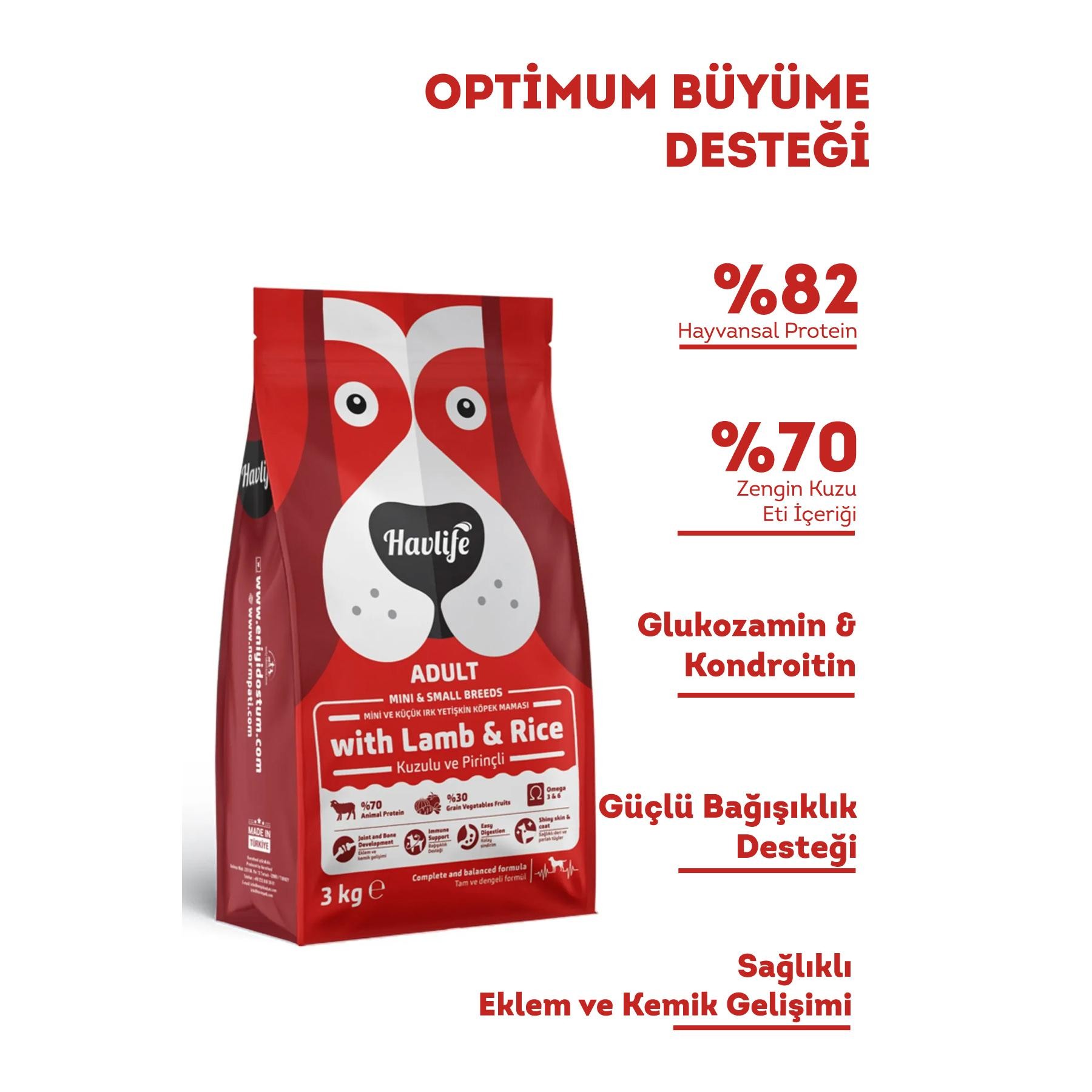 Havlife Kuzulu Mini ve Küçük Irk Yetişkin Köpek Maması - 3 kg