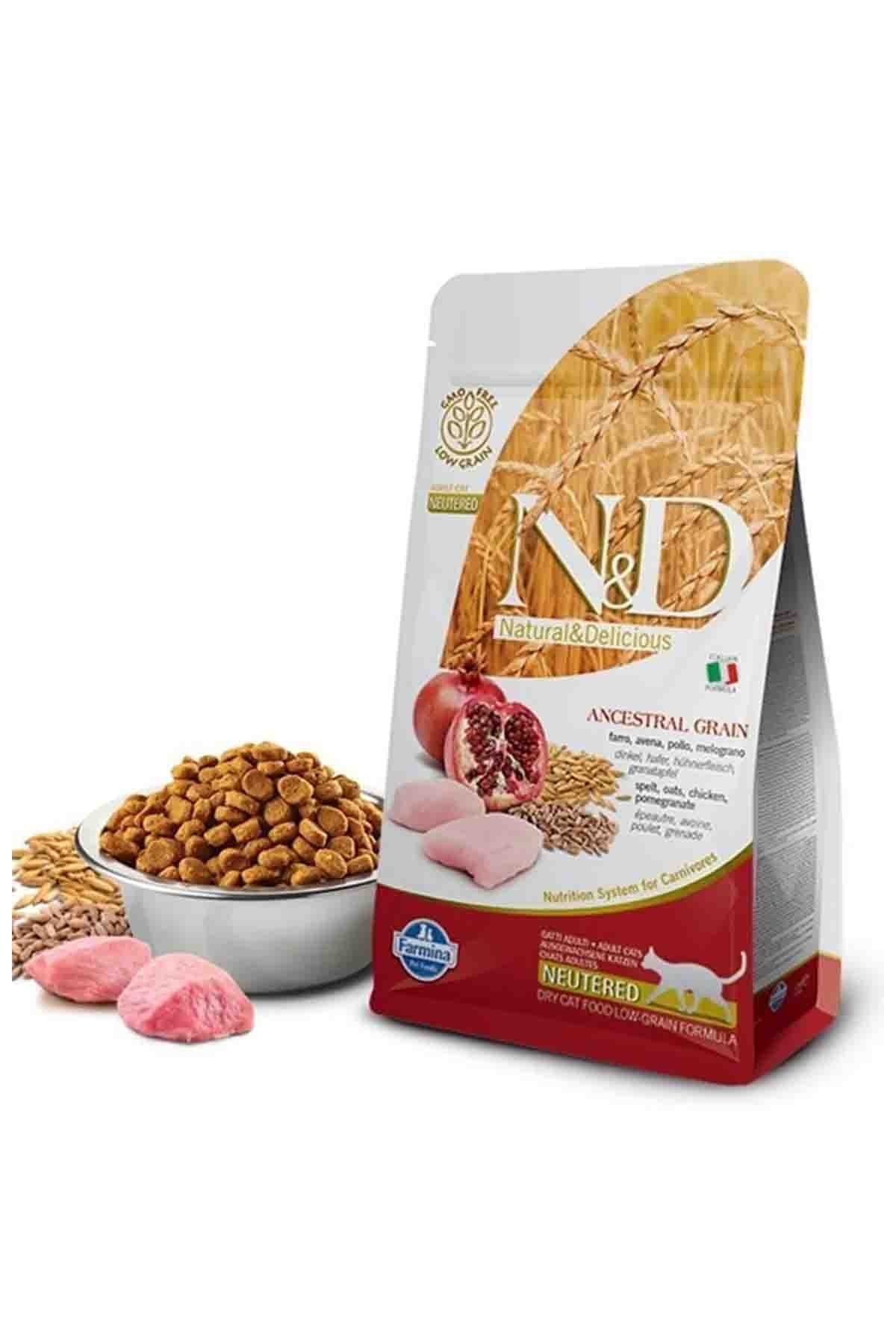 N&D Ancestral Grain Düşük Tahıllı Tavuk ve Narlı Kısırlaştırılmış Kedi Maması 10 Kg