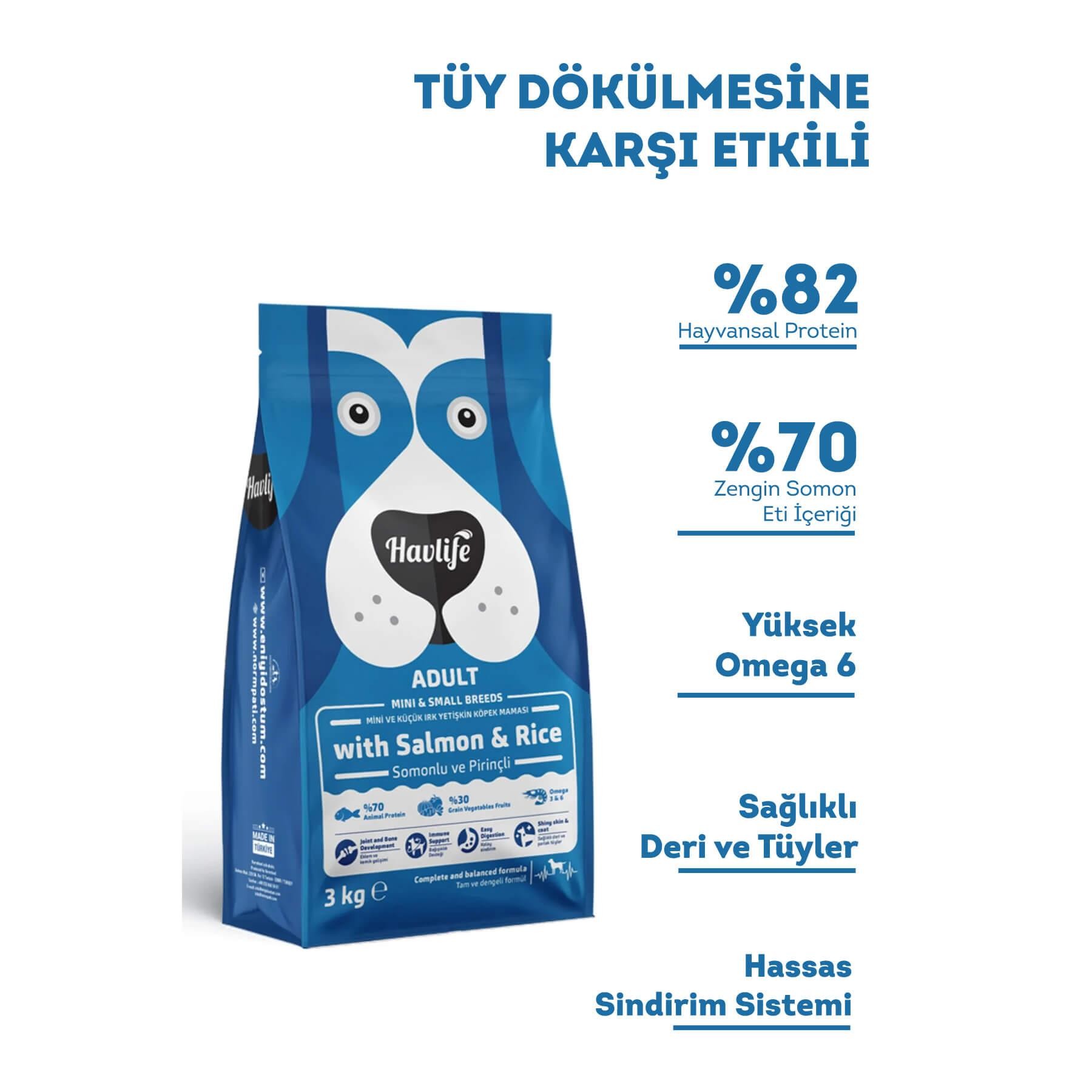 Havlife Somonlu Mini ve Küçük Irk Yetişkin Köpek Maması - 3 kg