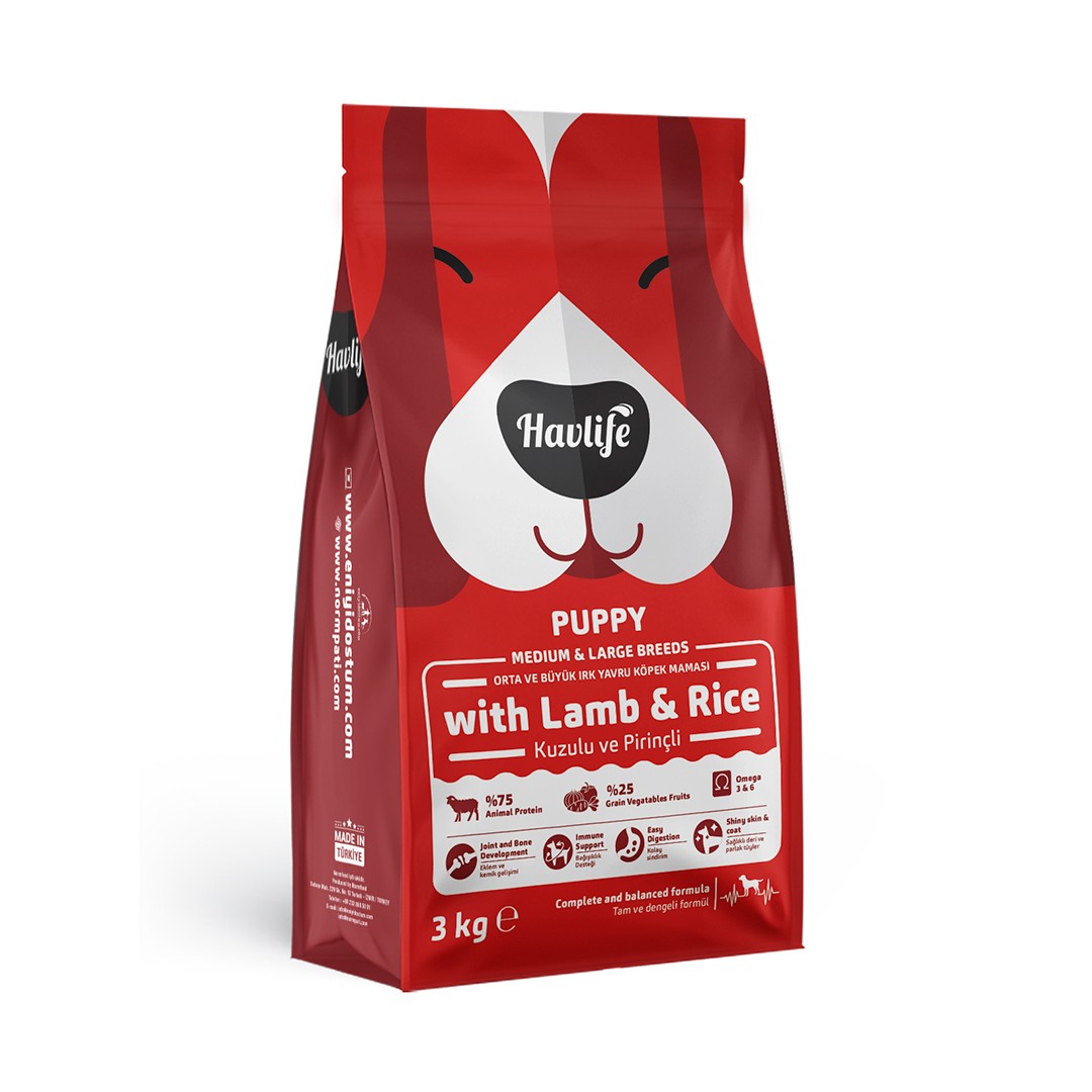 Havlife Kuzulu Orta ve Büyük Irk Yavru Köpek Maması - 3 kg