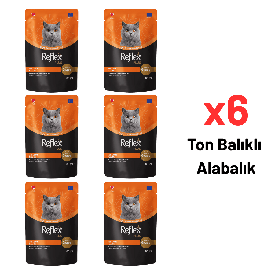 Reflex Plus Sos Parçacıklı Kuzu Etli Yetişkin Kedi Maması 85 Gr 6'lı