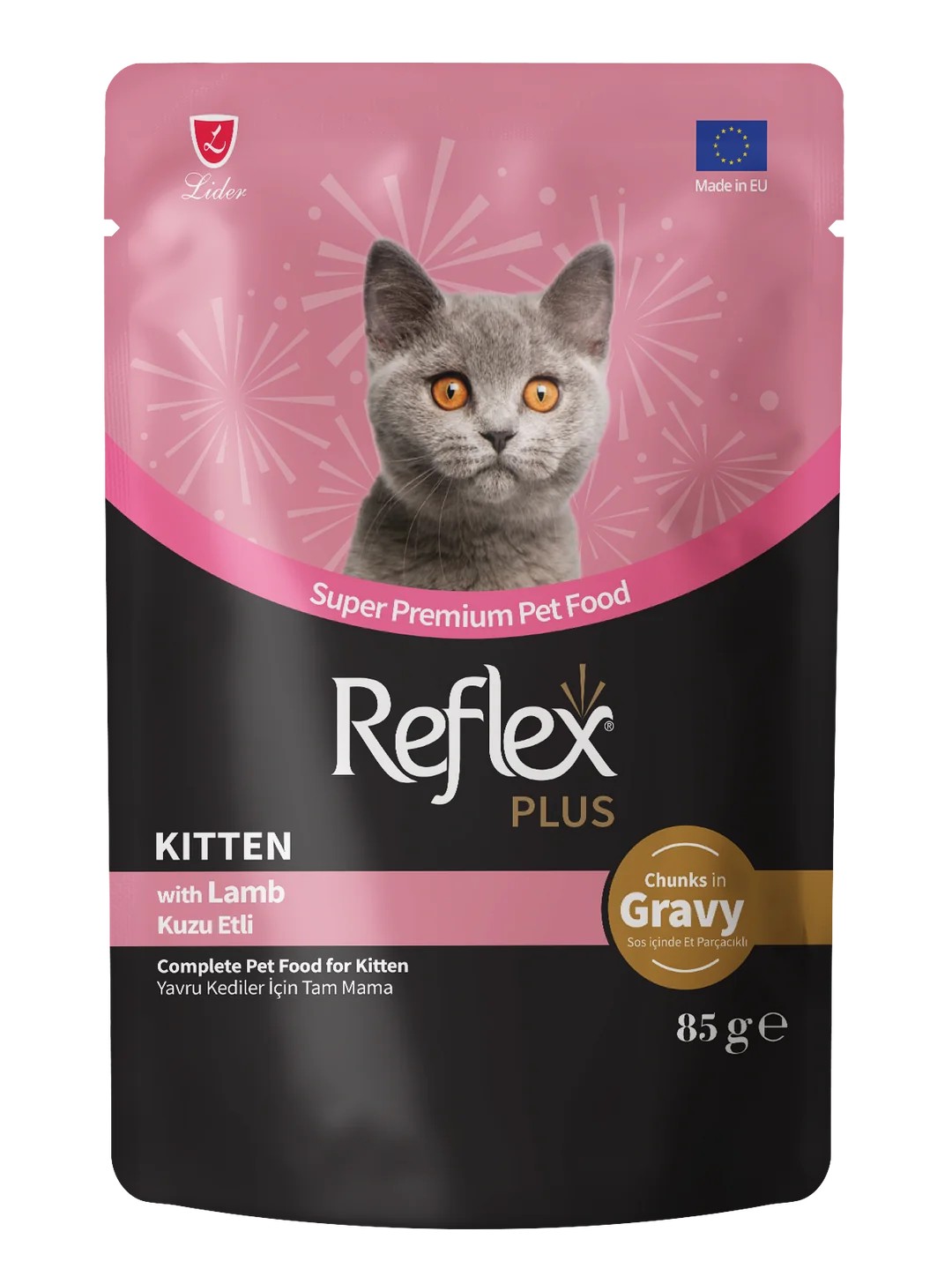 Reflex Plus Sos Parçacıklı Kuzu Etli Yavru Kedi Maması 85 Gr 12'li