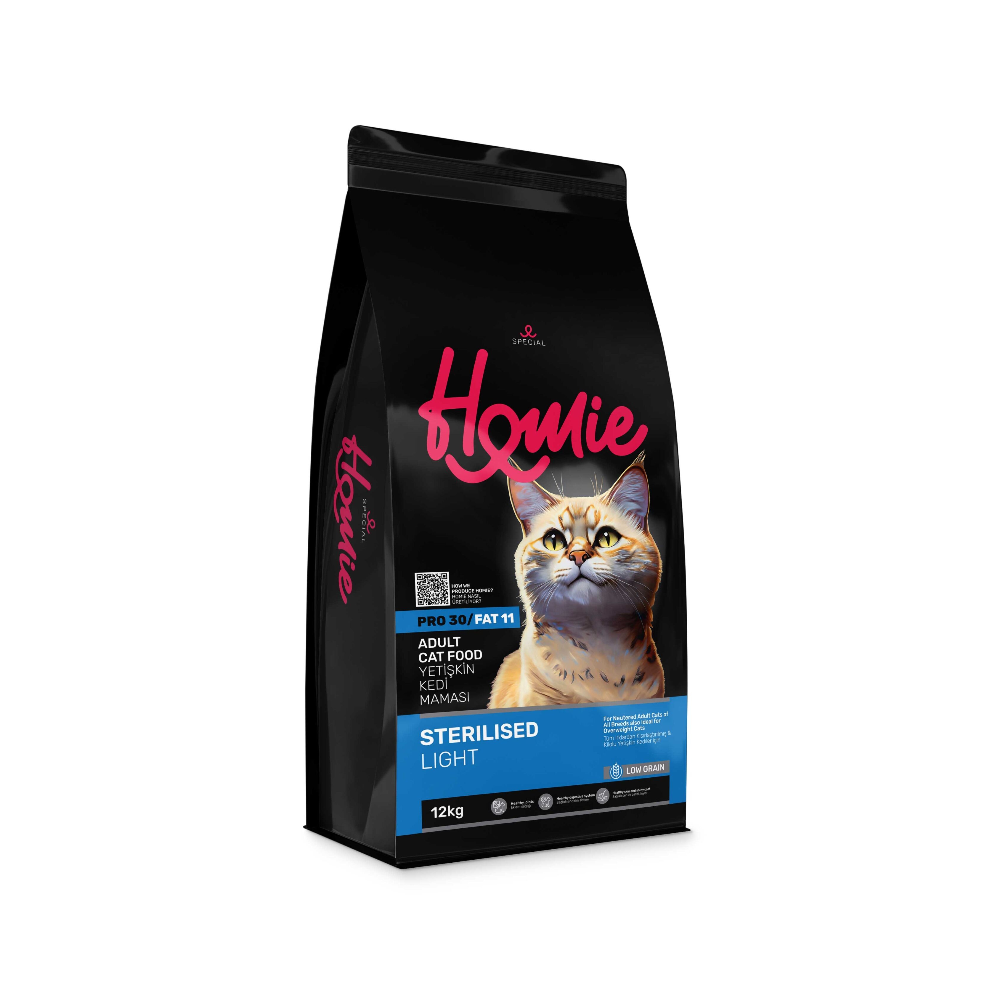 Homie Düşük Tahıllı Sterilised Light Tavuklu Kısırlaştırılmış Kedi Maması 12 Kg