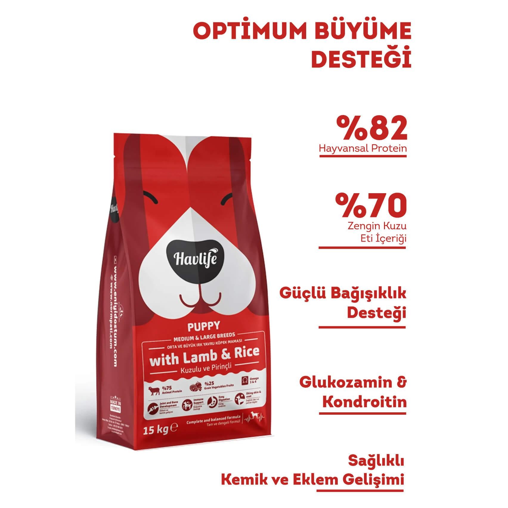 Havlife Kuzulu Orta ve Büyük Irk Yavru Köpek Maması - 15 kg