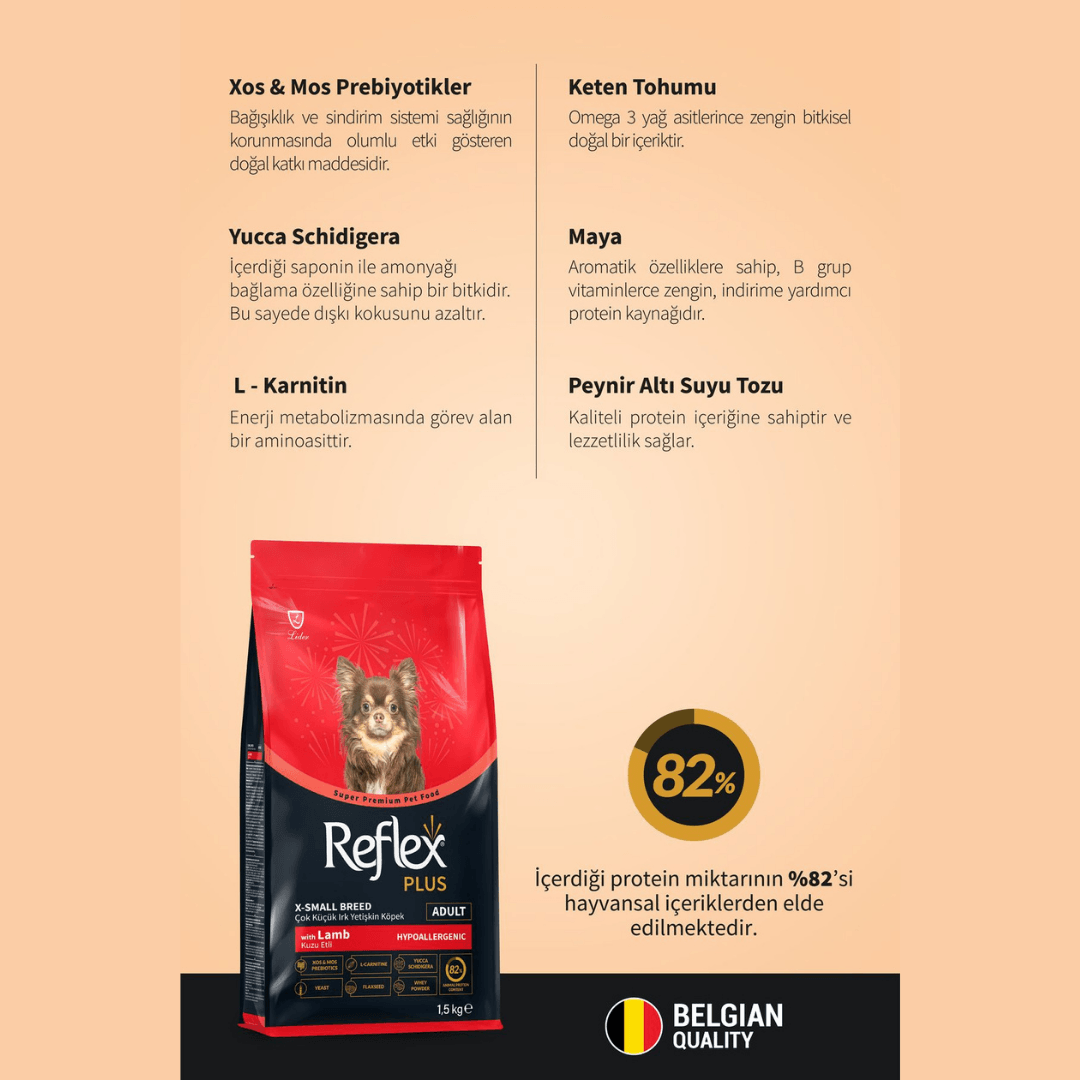 Reflex Plus Kuzu Etli Çok Küçük Irk Yetişkin Köpek Maması 1,5 Kg