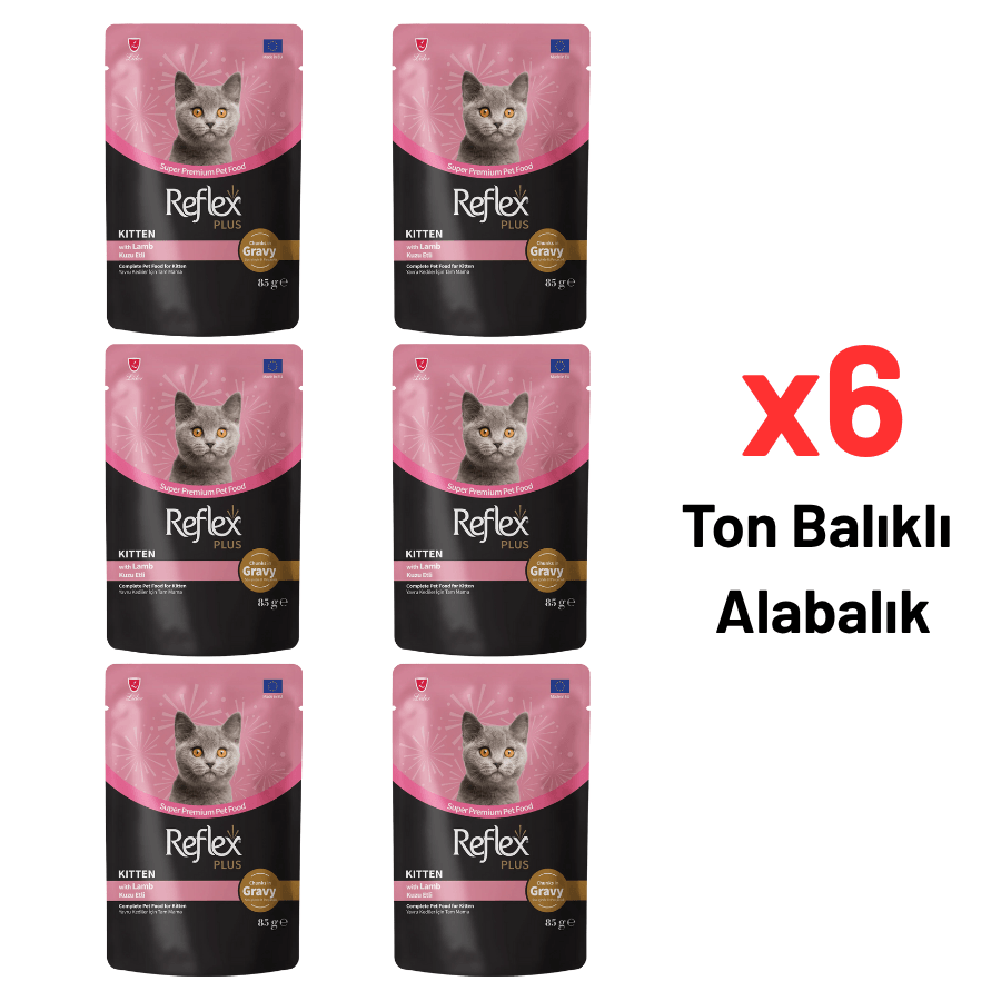 Reflex Plus Sos Parçacıklı Kuzu Etli Yavru Kedi Maması 85 Gr 6'lı