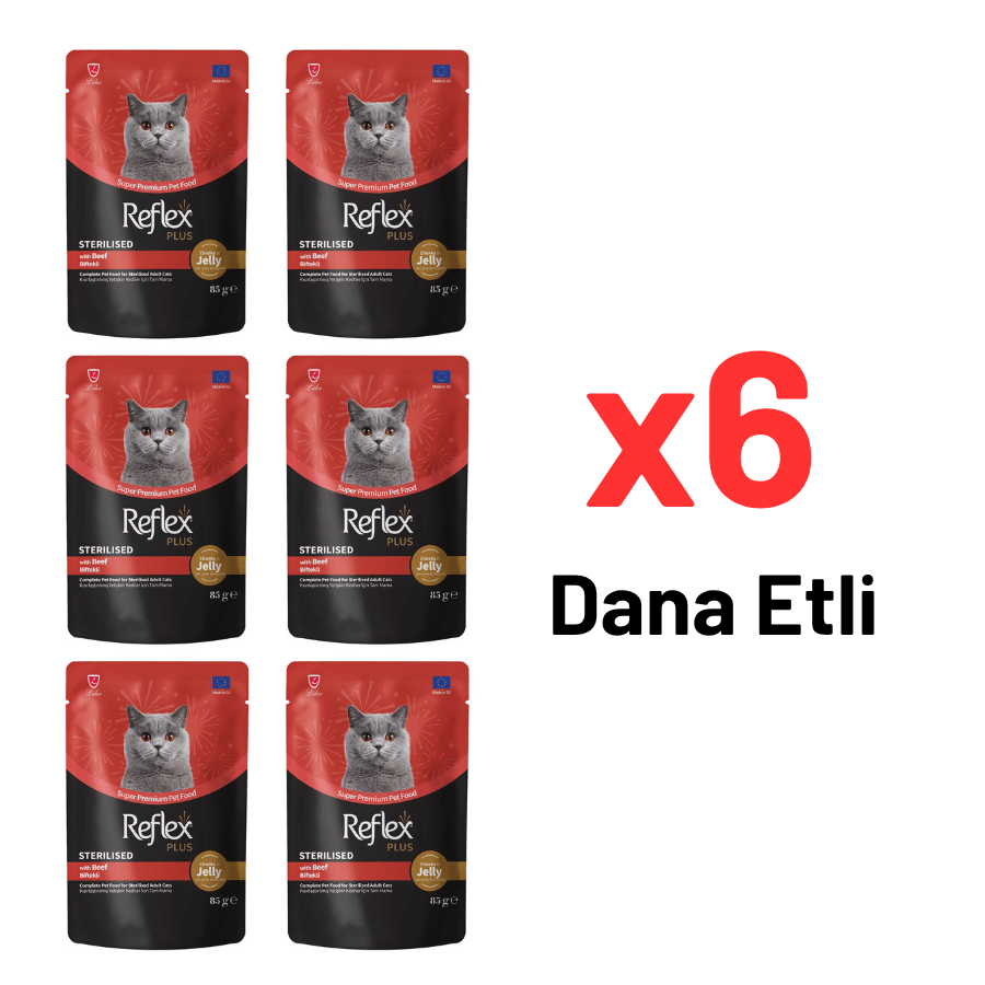 Reflex Plus Jöle İçinde Biftekli Kısırlaştırılmış Yetişkin Kedi Maması 85 Gr 6'lı