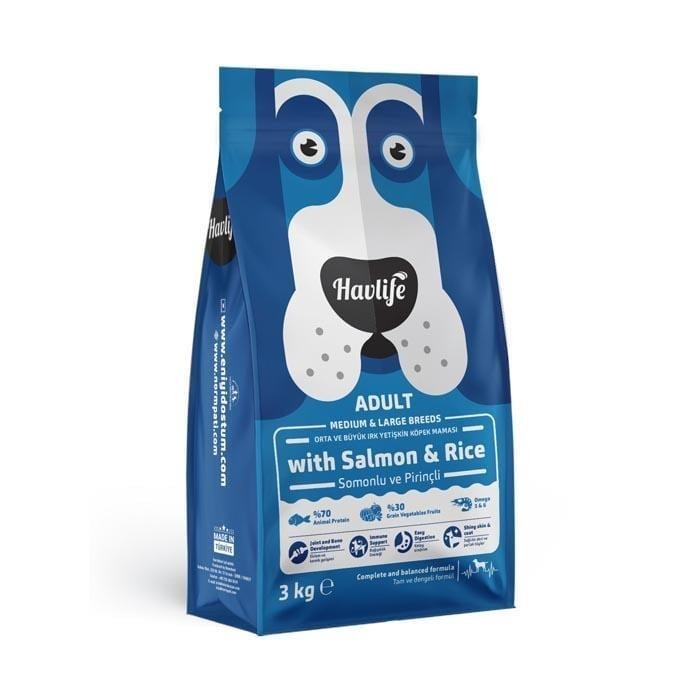 Havlife Somonlu Orta ve Büyük Irk Yetişkin Köpek Maması - 3 kg