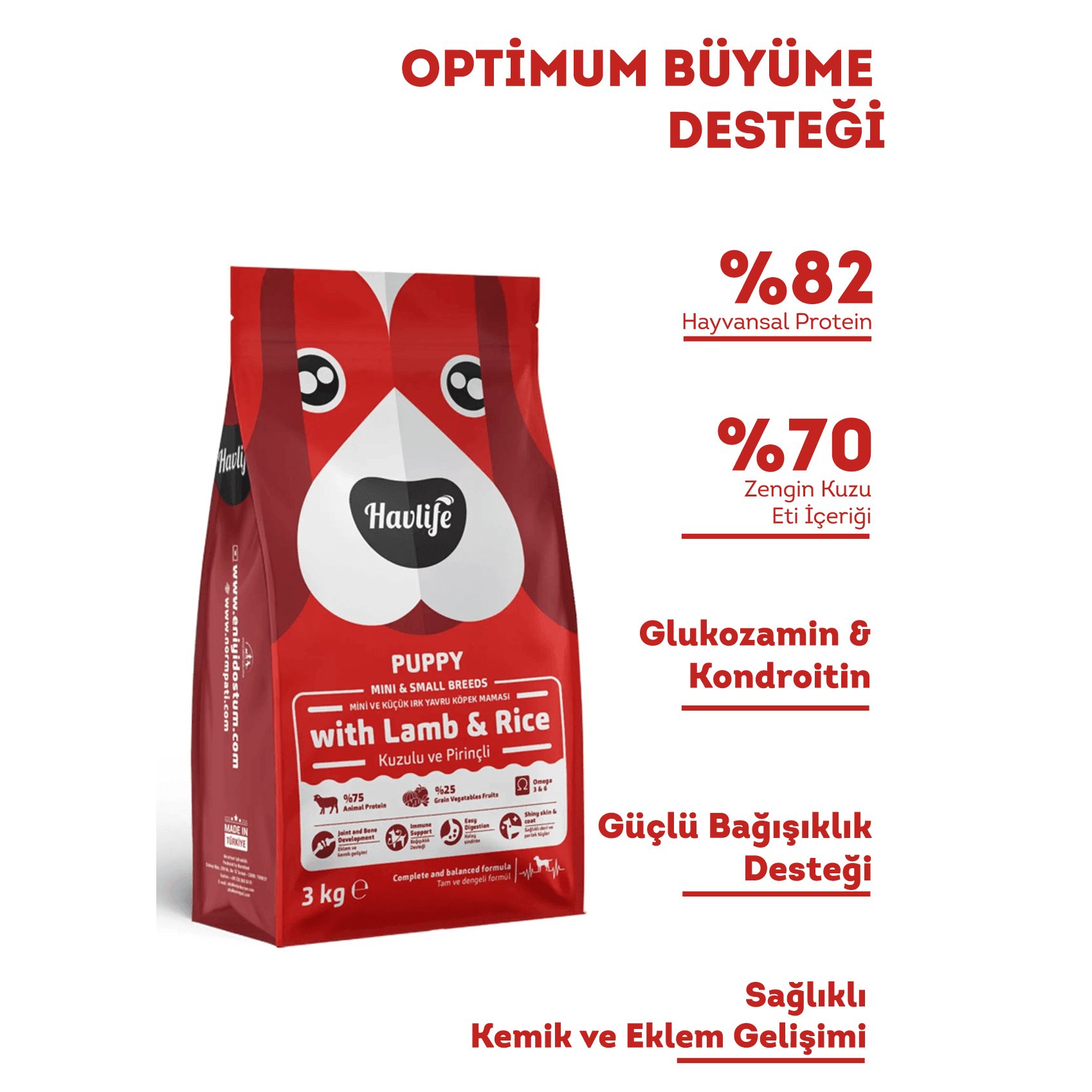 Havlife Kuzulu Mini ve Küçük Irk Yavru Köpek Maması - 3 kg