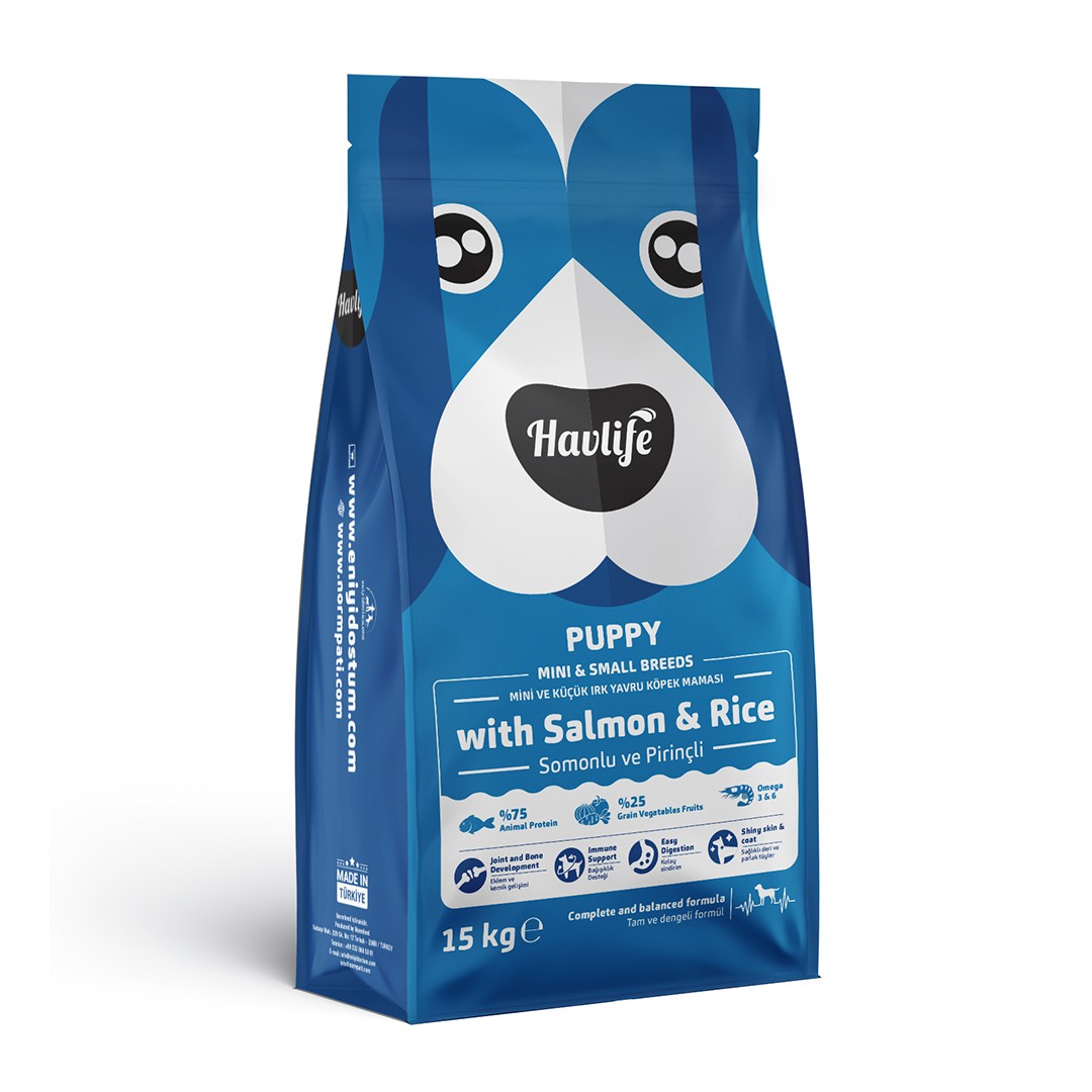 Havlife Somonlu Mini ve Küçük Irk Yavru Köpek Maması  - 15 kg