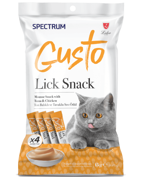 Spectrum Gusto Lick Snack Ton Balığı ve Tavuklu Kedi Sıvı Ödül Maması 4 x 15 Gr