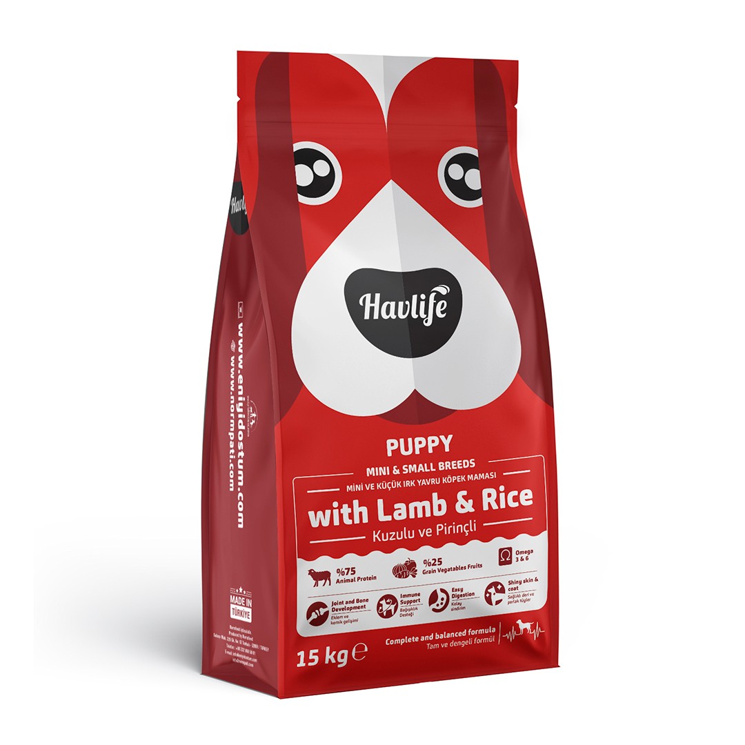 Havlife Kuzulu Mini ve Küçük Irk Yavru Köpek Maması - 15 kg