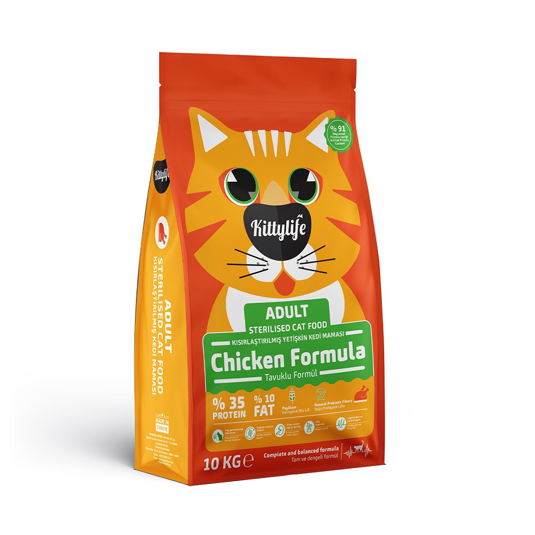 Kittylife Tavuklu Kısırlaştırılmış Yetişkin Kedi Maması - 10 kg