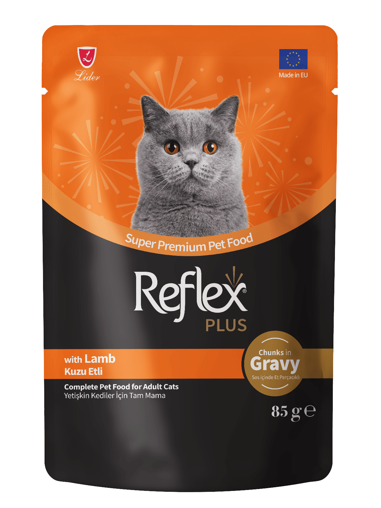 Reflex Plus Sos Parçacıklı Kuzu Etli Yetişkin Kedi Maması 85 Gr - Tekli