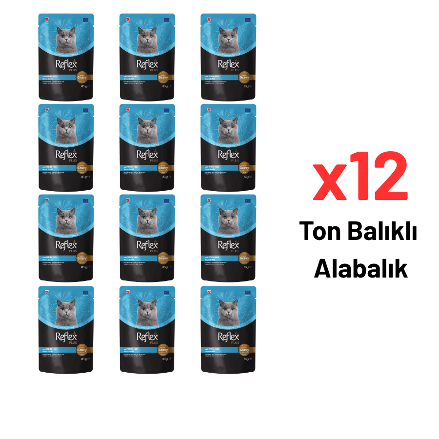 Reflex Plus Sos İçinde Beyaz Balıklı Yetişkin Kedi Maması 85 Gr 12'li