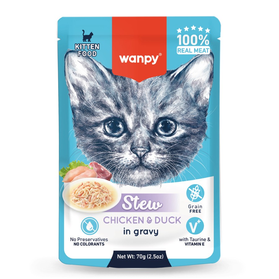 Wanpy Pouch Tavuk & Ördek Yaş Kedi Maması 70 gr