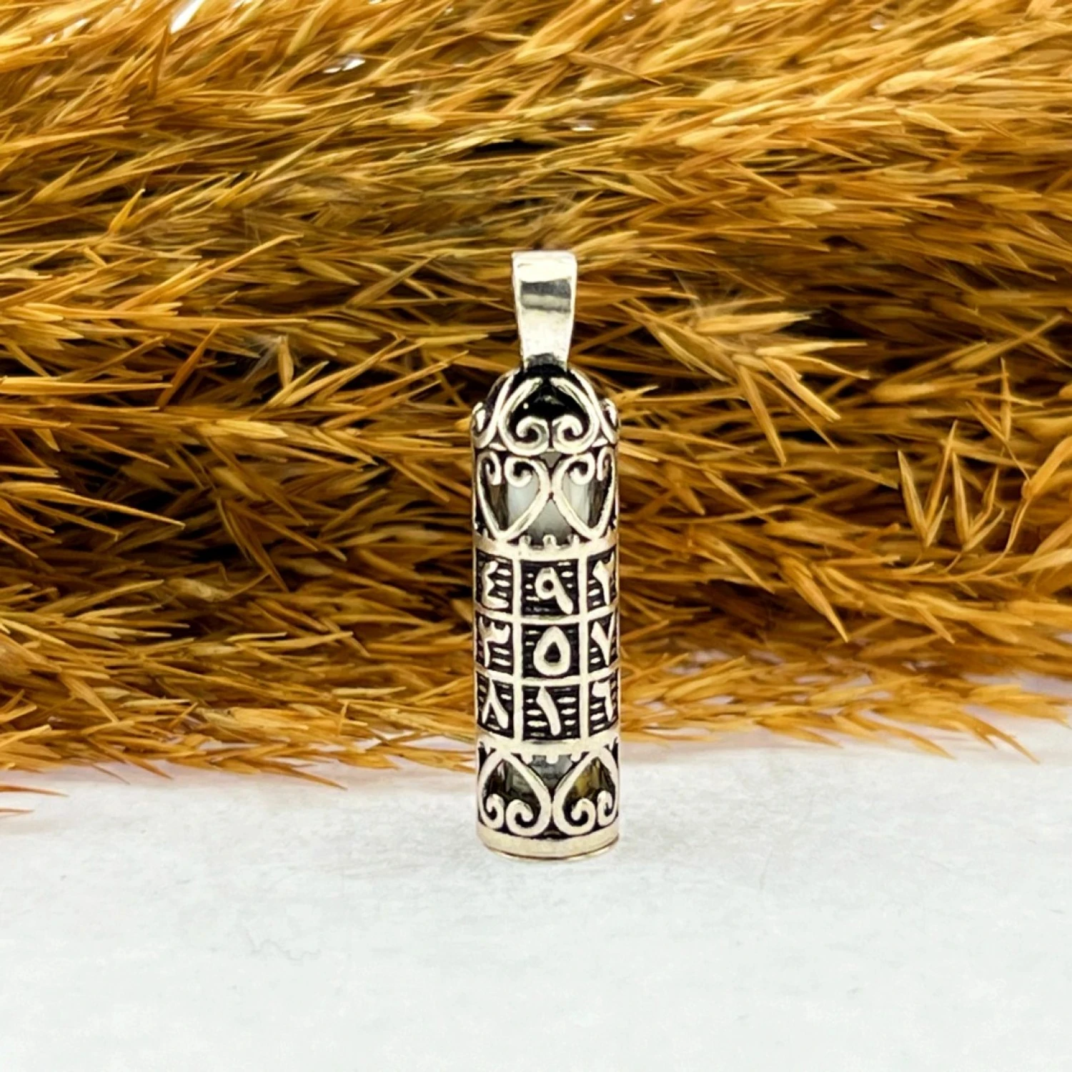 925 AYAR GÜMÜŞ EBCED DUALI CEVŞEN KOLYE